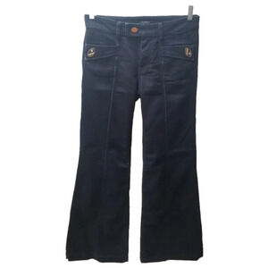 74AM Dark Wash Flare  Retro Button Pleated Jeans 28